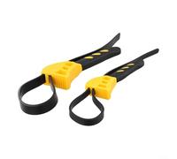 Strap Wrench Set, 2 Pieces 6 Inch 8 Inch Multi-Functional Adjustable Rubber Belt Wrench, Oil Filter Pipe Jar Opener for Plumbing Automotive(Yellow Black)