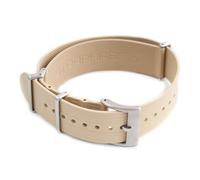 StrapHabit FKM Rubber Ribbed Military Style Dual Pass Strap - Convert to Single Pass - for Men and Women (20mm) (20mm, Khaki)