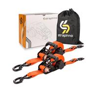 Strapinno 2PCs Retractable Ratchet Tie-Down Straps,5,000 lbs Breaking Strength - 2 in x 12 ft Heavy Duty Ratchet Strap with Safety Lock S Hooks for Motorcycles, ATVs, UTVs, Lawn Equipment & Cargo