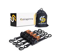 Strapinno 4pcs Retractable Ratchet Straps Bundle 1 in x 6 ft, Secure Tie-Downs with Rubber-Coated Steel Handles, S-Hooks & Durable Hardware for Daily Use with Breaking Strength - 1,500LBS/680KG Each