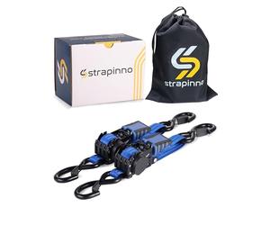 Strapinno Retractable Ratchet Straps - 1 in x 2.5 ft Heavy Duty Boat Transom Tie Down, 2PCS, 2400lbs Breaking Strength, S Hooks with Safety Clip, for Boat, Jetski, Seadoo, Waverunner, and PWCs