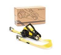STRAPINNO Retractable Ratchet Tie-Down Strap - 2 in x 27 ft Heavy-Duty Strap with Double J Hooks, Tangle-Free Webbing, 10,000lbs Breaking Strength, and 3,333lbs Working Load Limit