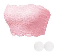 Strapless Bandeau Bra for Women Lace Floral Bralettes Stretchy Chest Wrap Non Padded Tube Top Seamless Bras for Women