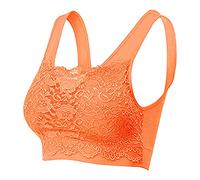 Strapless Bandeau Bra Pull On Bras for Women UK Bra Bra with Front Lace Sports Cover Lace Women's Top Strapless Bandeau Bra Pull On Bras for Women UK (Orange, XL)