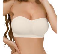 Strapless Bandeau Bra Women Push Up Padded Seamless Plus Size Backless Low Back UK Large Sagging Breasts Bust Front Fastening Sports Tops Ladies Non Wired Soft Support Lift Straps Bras