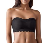 Strapless Bra for Women Non-Slip Plus Size Seamless Bralettes Padded Bandeau Push Up Non-Wired Bras Support Strapless Bras for Bigger Bust Stretchy Tube Top Minimiser Sports Yoga Everyday Bra for Wom