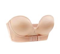 Strapless Bra Front Buckle Lifting Up Bra Anti-Slip Invisible Bandeau Bra Ladies Sexy Backless Wireless Comfort Bras(Skin,D_32/70)