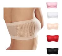 Strapless Bras for Bigger Bust, Breathable Push up Strapless Bra Solid Color Mesh Cutout at Back Women's Bras Boob Tube Bra Ladies Bra Push up Bandeau Seamless Wireless Padded Strapless Bras Sale