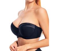 Strapless Bras for Women Big Bust with Clear Straps, No Hurt & Never Move On Party Band Size(34-48) Cup B/C/D/DD/DDD/G, Black, 40DD