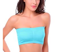 Strapless Bras for Women Boob Tube Tops Underwear Bralettes Backless Soft Comfortable Bras Removable Padded Seamless Bra Invisible Removeable Straps Lightly Brassiere Solid Color Daily Deals Blue