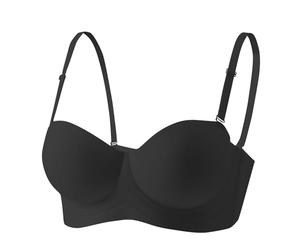 Strapless Bras for Women Push Up Bras Non Wired Seamless Bra Support Underwire Lace Demi Bralettes Padded T-Shirt Plunge Bra Underwire Small Chest, Not Empty Cup,Two Ways to Wear It Black
