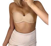 Strapless Bras for Women Push-Up Comfortable Sexy ummer Non Slip with Removable Transparent Straps (Beige, 36)