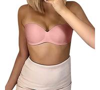 Strapless Bras for Women Push-Up Comfortable Sexy ummer Non Slip with Removable Transparent Straps (Pink, 38)