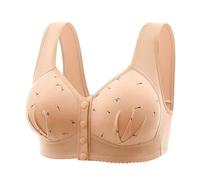 Strapless Bras For Women Push Up-Front Fastening Bras Women'S Front Side Buckle Lace Edge Without Steel Ring Movement Seamless Gathering Adjustment Yoga Sleep Large Bra (Beige, 46)