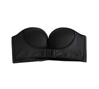 Strapless Bras for Women Push-Up Solid Color Strapless Non Slip Adjustment Rimless Front Buckle Dress Bra E/F Cup (Black, 75F)