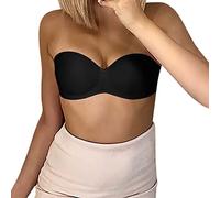 Strapless Bras for Women Seamless Non-Wired Push Up Leisure Bras Stretchy Lifting Bandeau Bras Comfortable Support Brassieres Fashion Full Coverage Deals for Women Black