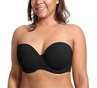 Strapless Bras for Women Wirefree Plus Cup Size Bras Seamless Push Up Bralettes with Removable Multiway Straps Stretch Sleep Underwears Soft Support Your Orders UK Black