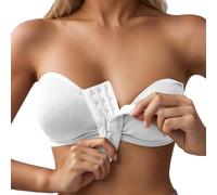 Strapless Bras for Women Wireless Push up Bandeau Bras Front Closure Convertible Full Coverage Bralettes Comfort Seamless Stretchy Tube Top Non Wired Padded Multiway Everyday Bra Plus Size