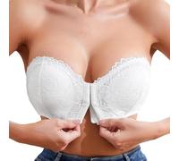 Strapless Bras for Women Wireless Push up Bandeau Bras Front Closure Convertible Full Coverage Bralettes Comfort Seamless Stretchy Tube Top Non Wired Padded Multiway Everyday Bra Plus Size