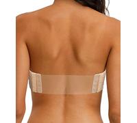 Strapless Clear Back Strap Convertible Bra with Lace Padded Underwired Plus Size Brassiere, Nude, 34C