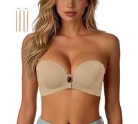 Strapless Front Closure Bra Wireless Push up Padded Non Slip Tube Jelly Bra | Supportive Padded Bras Seamless No Underwire Tube Comfortable Bandeau Bras