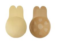 Strapless Invisible Push-up Bra with Nipple Covers, Reusable, Sticky Push (Skin Color,3XL)