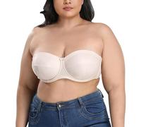 Strapless Padded Bras for Women - Ladies Bras Non Wired Full Support Plus Size Solid Color Back Fat Bras for Women Soft Comfort Sports Bras Women High Impact Women'S Everyday Bras Firm Support Beige