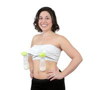 Strapless Pump&Nurse Bra, a All-in-one Hands-Free Pumping and Nursing Bra for All Breast Pumps - Medela, Spectra, Lansinoh, Philips Avent, Ameda, etc - White, M/L/XL