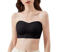 Strapless Push up Bra for Women Non-Slip Front Buckle Lift Push up Full Support Detachable Straps Bra Adjustable Bandeau(A,L)