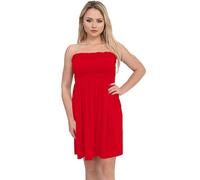 Strapless Sheering Boob Tube Gather Tops Bandeau Women Bra Mini Dress UK Red Size 16/18