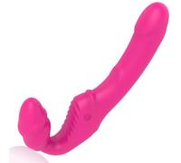 Strapless Strap On Vibrator for Couples - Double Ended Dildo with Remote, 10 Vibration & 5 Flapping Modes - G Spot & P Spot Wearable Vibrating Dildo for Women, Lesbian, Pegging, Dual Penetration Play