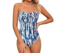 Strapless Tankini Top Only for Women Bandeau Bathing Suits Ruched Tummy Control Tankini Top No Bottom Red Sky Blue Brown Hot Pink Dark Green Mint Green Rose White Orange 4XL 5XL 8XL 9XL 10XL 11XL 12XL