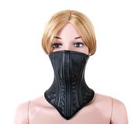 Strapon Face Neck Bound Leather -Davidsource Head Harness Slave Restraint Black Leather No Pungent Smell Corset Muzzle Posture BDSM Unisex Bondage Kit (18 Inches Neck Round, Black)