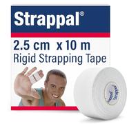 Strappal Rigid Medical Tape for Sports Injuries Treatment and Prevention - Strong Skin Adhesion - Latex Free - 2.5cm x 10m, White, 1 Roll