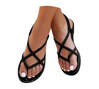 Strappy Flat Sandals for Women Open Toe Boho Braided Ankle Strap Ladies Casual Summer Beach Vacation Sandals