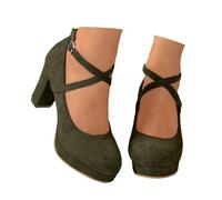 Strappy High Heels for Women - Elegant Open Toe Mid Heel Sandals Simple Plain Design Versatile Ideal for Everyday Leisure, Dark green, 8 UK