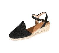 Strappy Sandals Women's Flat Sandals Closed Front Women's Wedge Heel Straw Sandals Buckle Platform Sandals Wear Resistant Summer Shoes Comfortable Leisure Sandals Breathable Pumps Sandals, black, 10