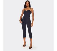 Strappy Sculpt Bust Detail Capri Jumpsuit In Black, Women's Size UK 14