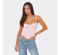 Strappy Tie Lace Back Corset Top In Pink Satin, Women's Size UK 6