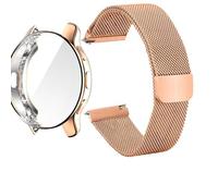 Straps Compatible with Garmin Venu 3S Strap with Flexible TPU Screen Protector, Stainless Steel Metal Mesh Wristband Replacement Business Band for Garmin Venu 3S Smartwatch (Rose Gold)