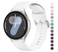 Straps Compatible with Samsung Galaxy Watch 7/6/5/4 Strap 40mm 44mm,20mm Adjustable Original Style Silicone Sport Replacement for Samsung Galaxy Watch 7/6/5/4 Women Men (White)