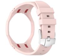Straps Compatible with Swatch Royal Pop Strap, Adjustable Replacement Wristband Soft Silicone Sport Watch Band for Swatch Royal Pop, Women Men (Pink-b, Crown at 12 o’clock)