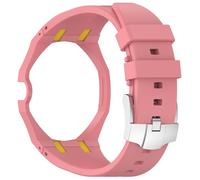 Straps Compatible with Swatch Royal Pop Strap, Adjustable Replacement Wristband Soft Silicone Sport Watch Band for Swatch Royal Pop, Women Men (Pink-a, Crown at 3 o’clock)