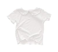 Straps for Girls Baby Neck Solid Color Short Sleeve Top T Shirt for 0 4 Years Forever21 Clothes for Girls (White, 18-24 Months)