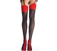 Straps stockings with Cuban Heel black-red