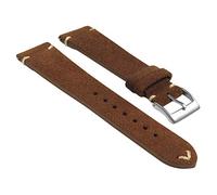 StrapsCo Hand-Stitched Suede Leather Quick Release Watch Band Strap - Brown - 20mm - Short Length