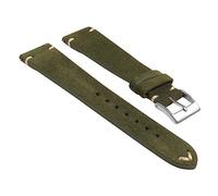 StrapsCo Hand-Stitched Suede Leather Quick Release Watch Band Strap - Choose Your Color/Length - 18mm 19mm 20mm 21mm 22mm 24mm, Green, 20mm - Long Length,