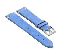 StrapsCo Hand-Stitched Suede Leather Quick Release Watch Band Strap - Light Blue - 24mm - Long Length