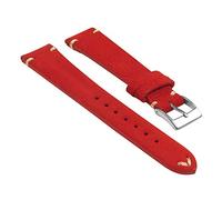 StrapsCo Hand-Stitched Suede Leather Quick Release Watch Band Strap - Red - 20mm - Long Length