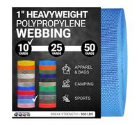 Strapworks Heavyweight Polypropylene Webbing - Heavy Duty Poly Strapping for Outdoor DIY Gear Repair, 1 Inch x 10 Yards - Powder Blue